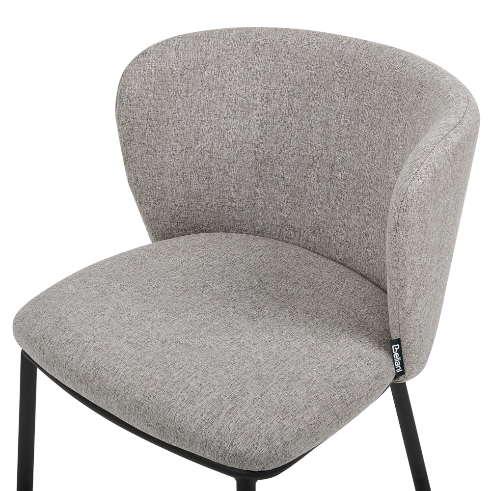 Set di 2 sedie da pranzo in poliestere grigio Rivestimenti in metallo nero Gambe senza braccioli Schienale curvo Design moderno e contemporaneo
