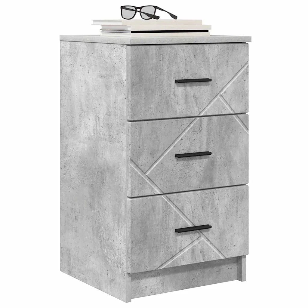 Comodino | Armadio da Notte | Mobiletto da notte con cassetto Grigio cemento 38 x 38 x 66 cm