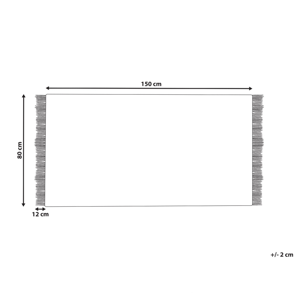 Tappeto grigio lana cotone 80 x 150 cm rettangolare intrecciato a mano con nappine