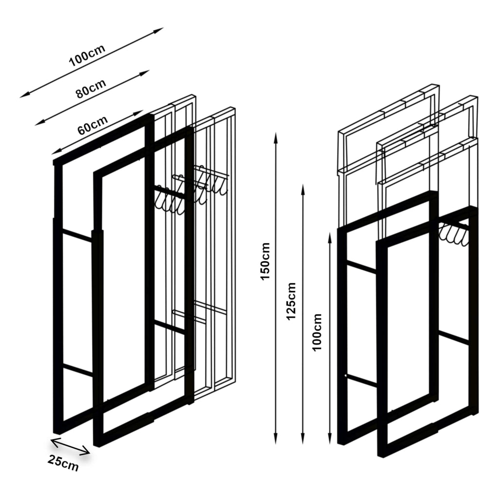 Portalegna in acciaio larghezza 60-100 cm nero 03_0010490