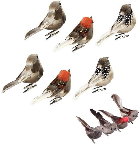 Decorazioni da Parete Vogali 6 Pezzi - Figurine di Uccelli Artificiali