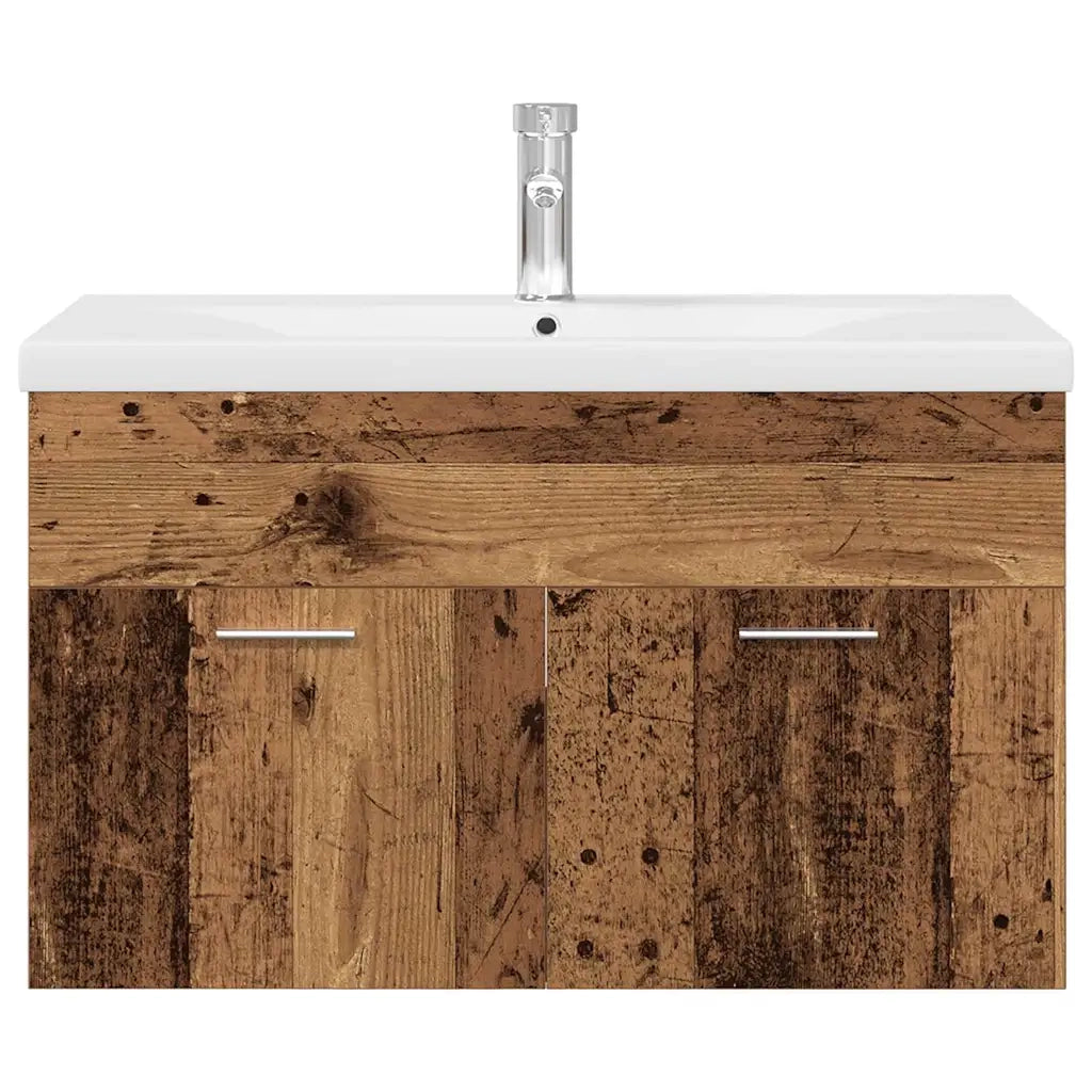 vidaXL Mobile da Bagno con Lavabo Integrato e Rubinetto Legno Antico