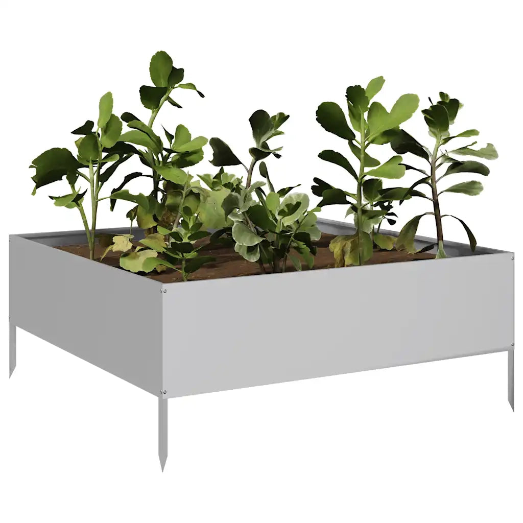 Fioriera Rialzata da Giardino 100x100x25 cm in Acciaio Zincato
