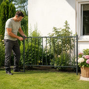 Fence Panel With Posts, Powder-coated Steel, 1.81 X 0.75 M, Anthracite