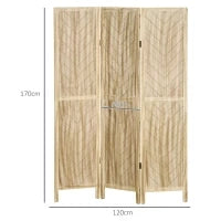 Paravento da Interno Pieghevole a 3 Ante a Spina di Pesce in Legno, 120x1.6x170 cm