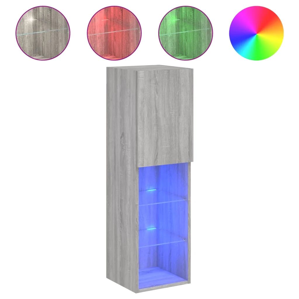 Mobili TV con Luci LED 2 pz-Credenza per TV Grigio Sonoma 30,5x30x102 cm