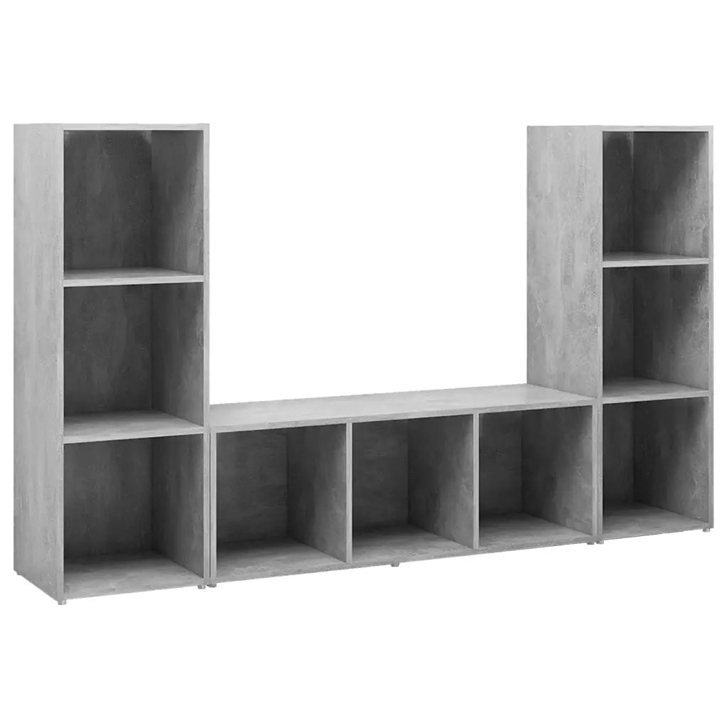 Mobili TV 3 pz Grigio Cemento 107x35x37 cm in Truciolato