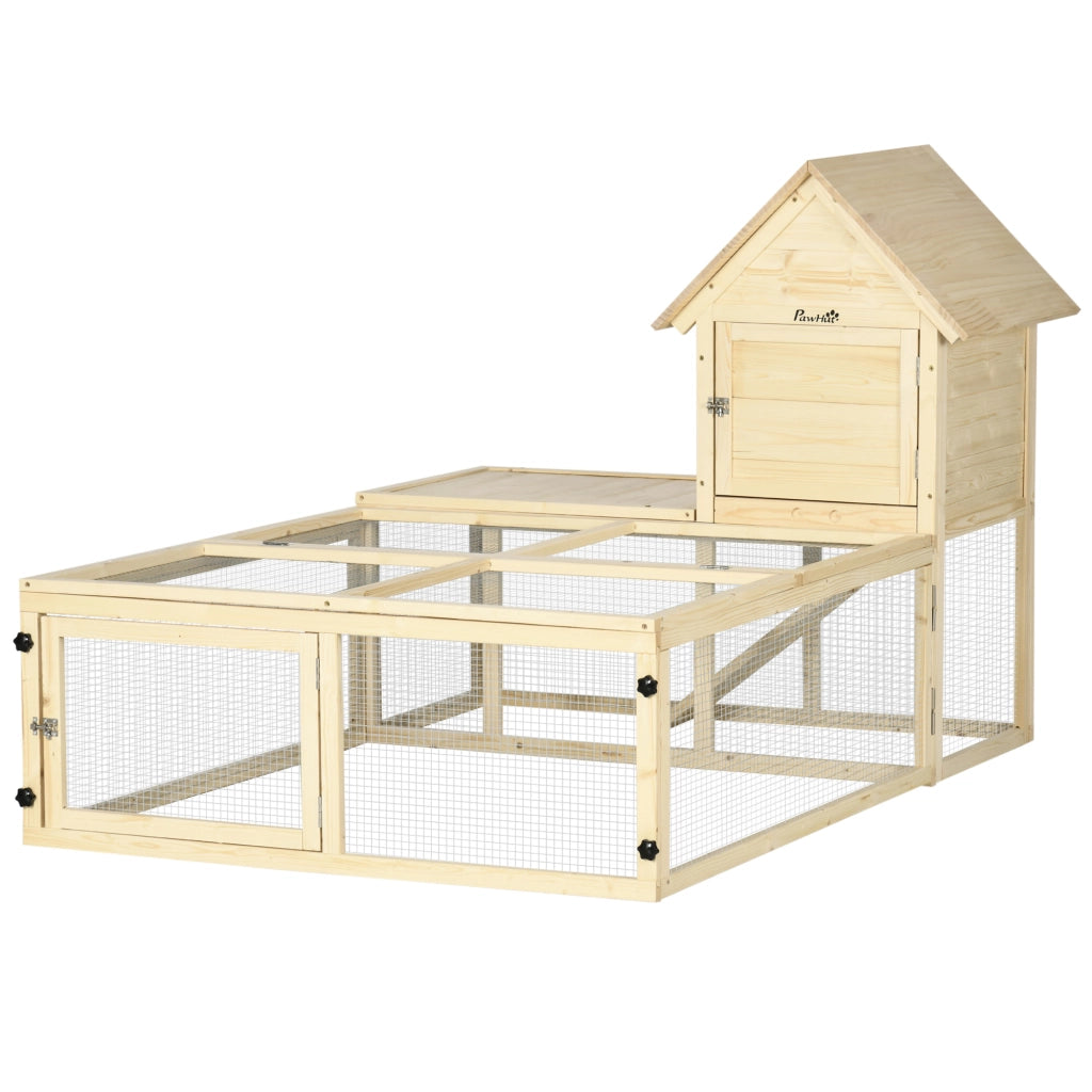 Recinto per conigli a due livelli con rampa e porte ¨C zephmum ¨C legno marrone 120x80x60