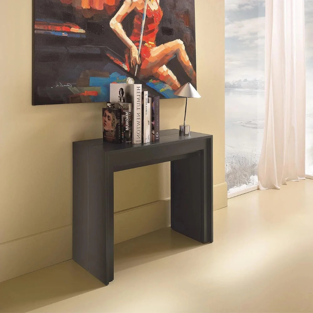 Consolle allungabile salvaspazio nera Nivara 42,5-302,5x90 cm fino a 12 posti | Duzzle
