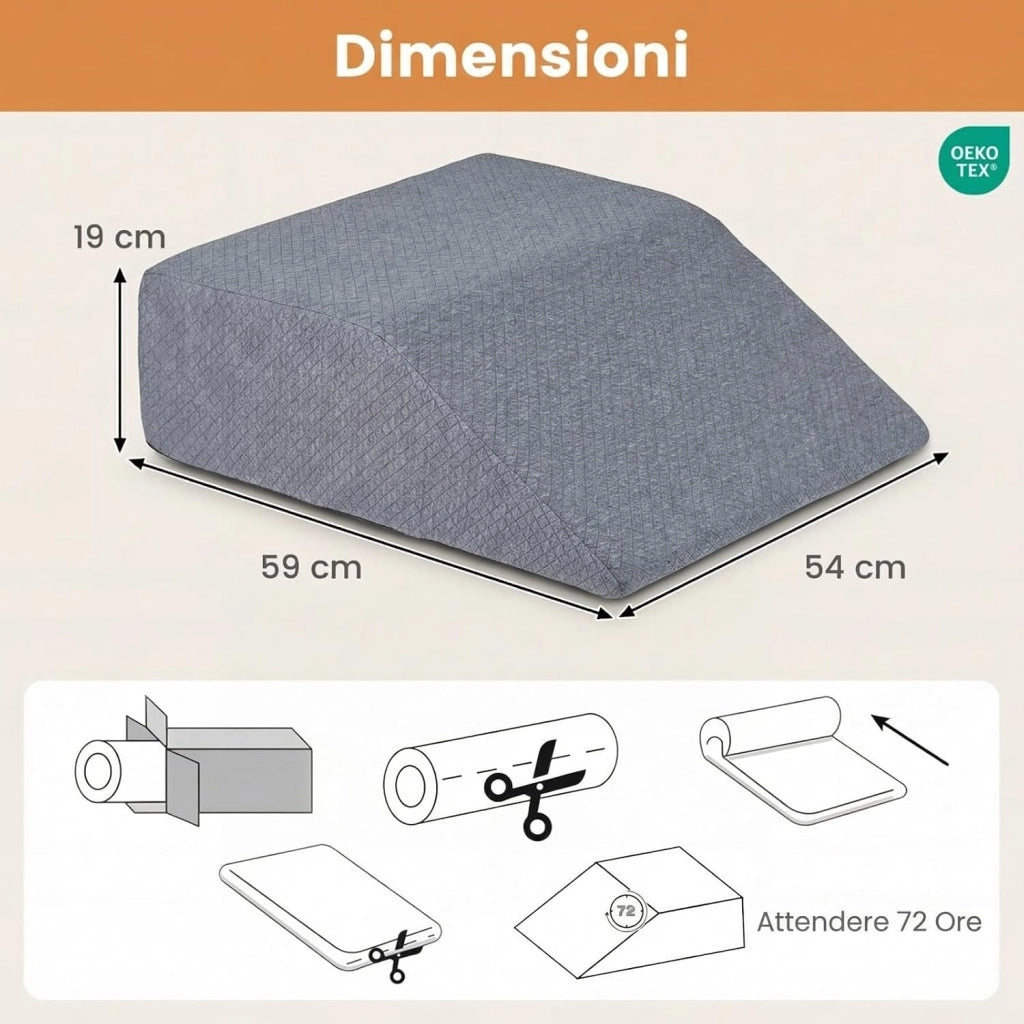 Cuscino per Gambe, Cuscino a Cuneo di Memory Foam, con Rivestimento Traspirante Smontabile, Cuneo in Schiuma per Dopo un Intervento Chirurgico Gravidanza e Lesione (Grigio)