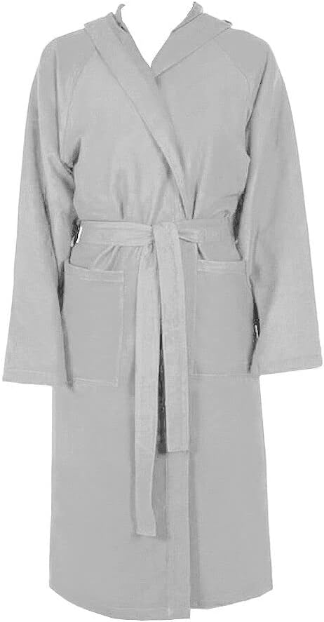 Accappatoio Microfibra Taglia XXL Moderno Morbido Uomo Donna Cintura Tasche Cappuccio Grigio