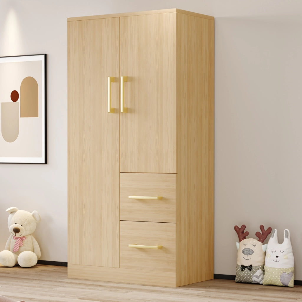 Armadio con 2 ante, 2 cassetti e vano contenitore per camera da letto e stanza bambini 70 × 40 × 135 cm