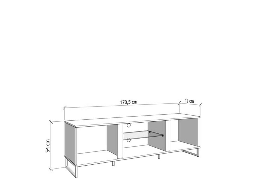Sutrio, Mobile Porta tv 2 Ripiani, 170.5x42x54h cm Marrone Rovere Nodi