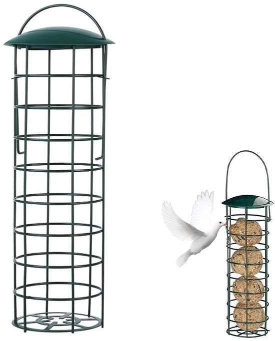 Pannello di alimentazione appeso, alimentatore per esterno, completo di ganci in acciaio per l'appoggio dei pallini di cibo, per esterno, terrazza, giardino (1 pacchetto)