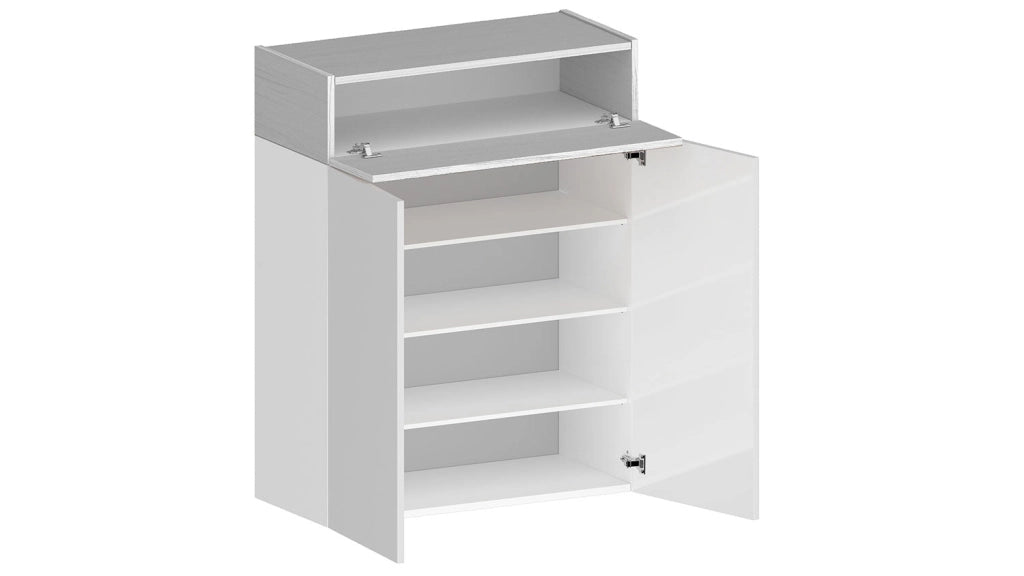 Scarpiera 2 Ante e 1 Ripiano a Ribalta 76x35x100 cm Savona 2A 1R Bianco Opaco/Larice Bianco