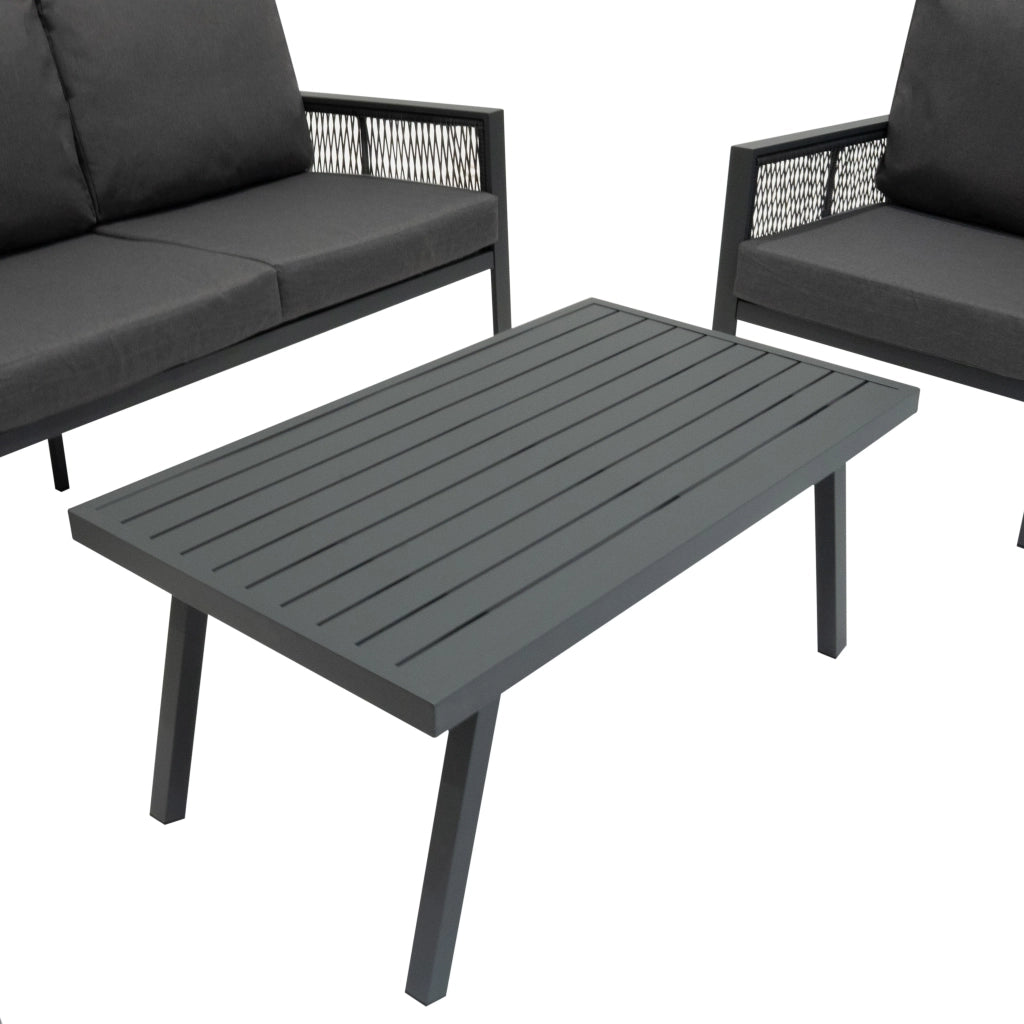 Set Mobili da Esterno 4 Pezzi in Alluminio Divano Tavolino Poltrone Grigio Antracite
