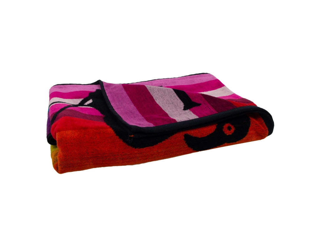 Telo Mare Jacquard Spugna Asciugamano Spiaggia Multicolor Flamingo