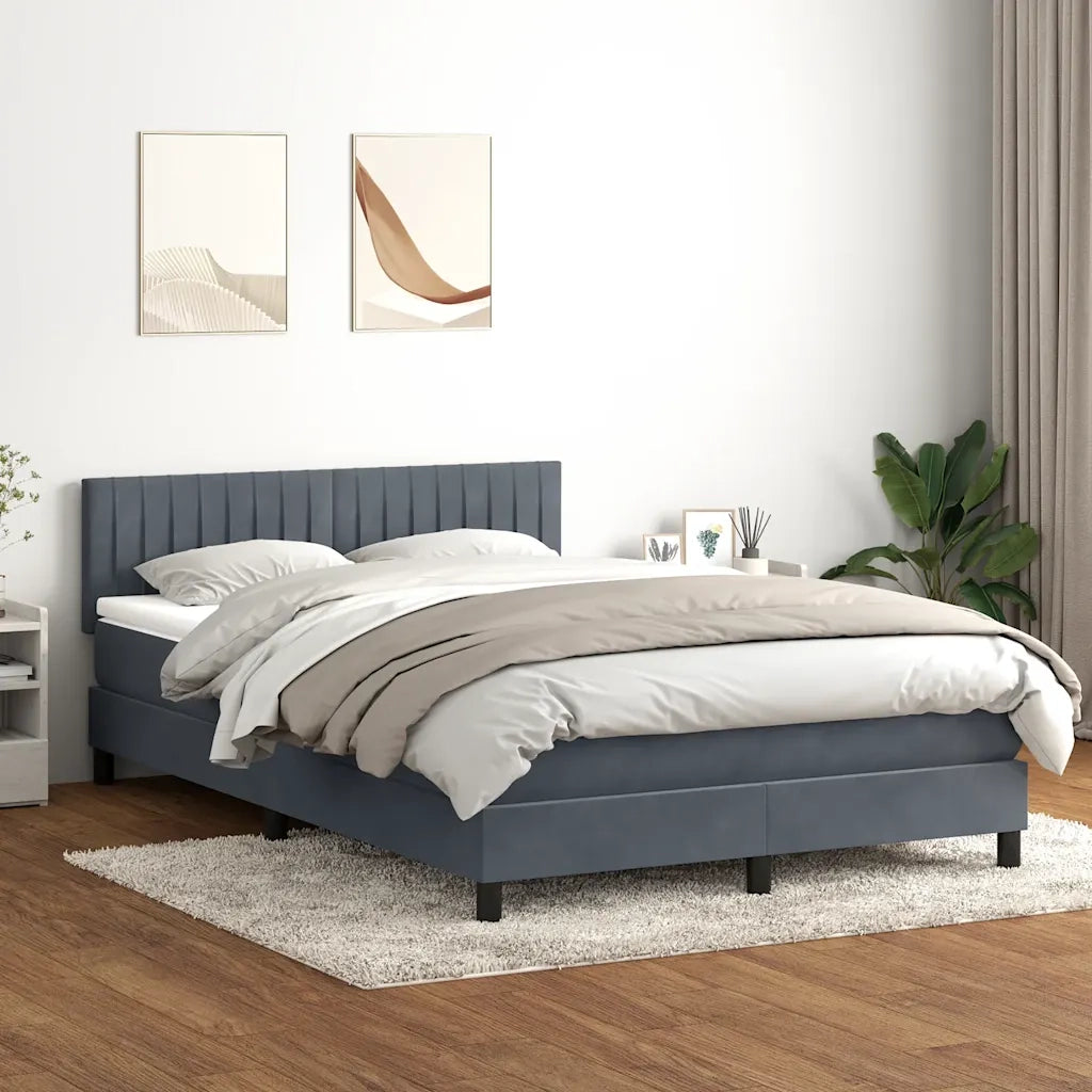 vidaXL Giroletto a Molle con Materasso Grigio Scuro 160x210 cm Velluto