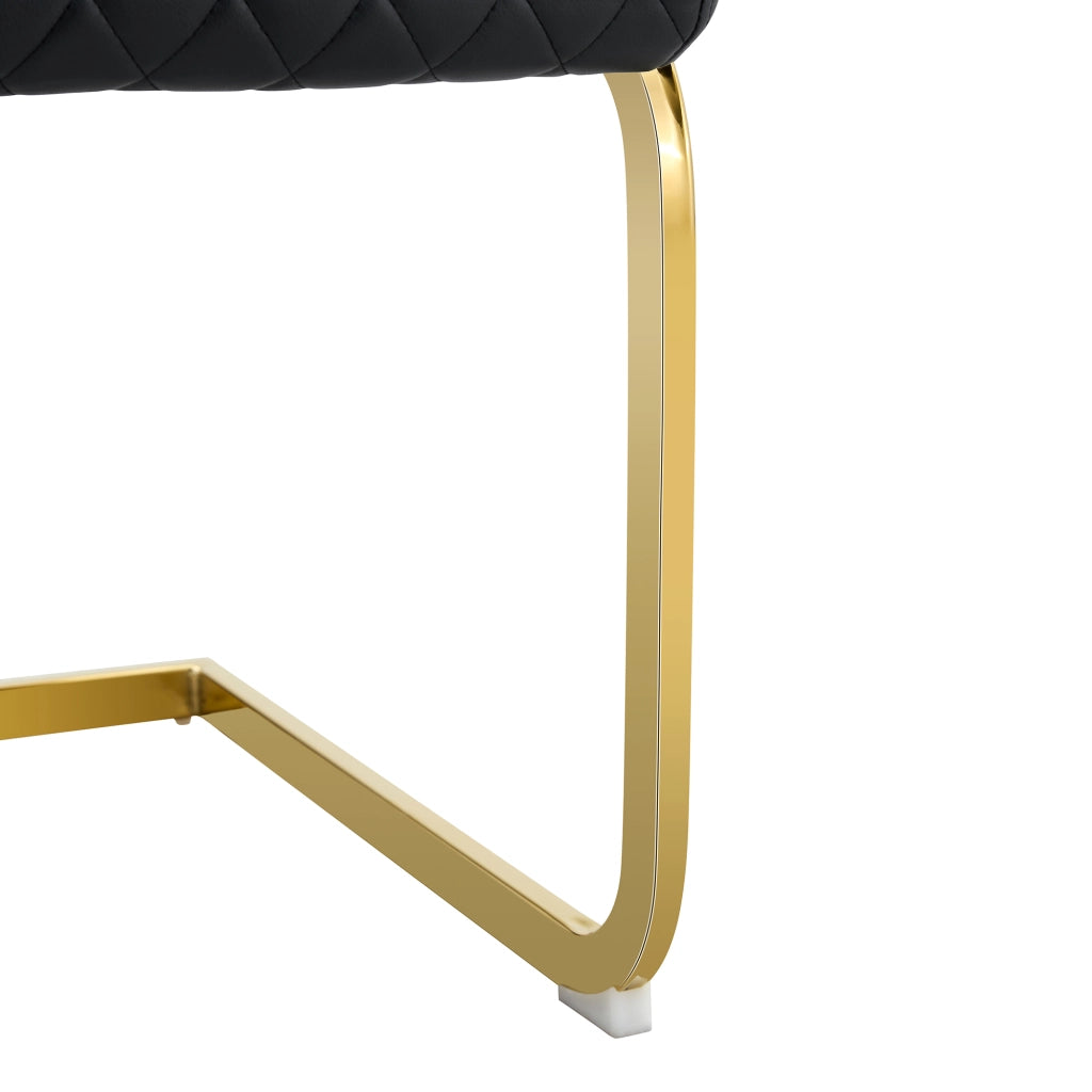 Tavolo da pranzo rotondo con 2 sedie, piano in MDF effetto noce, base metallica dorata, nero e oro
