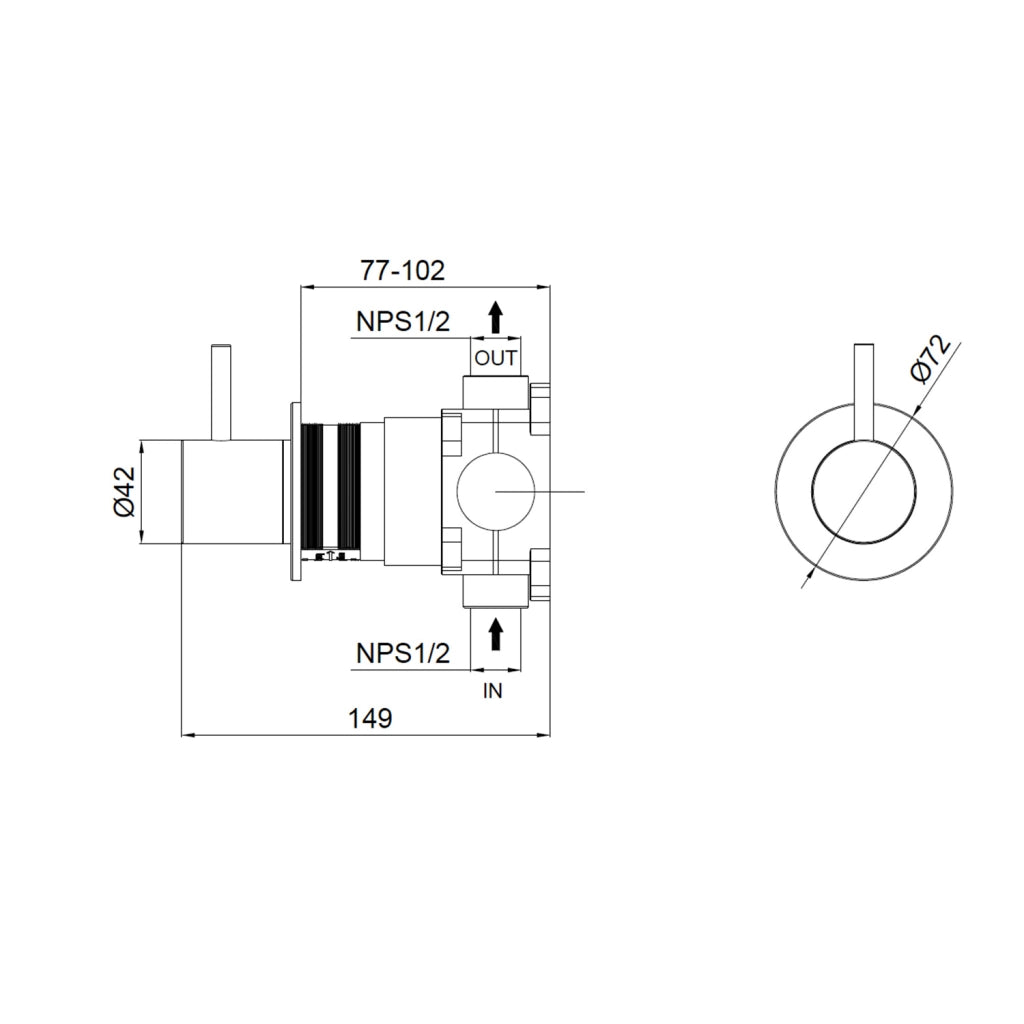 SINED Deviatore Muro Levante in acciaio inox 316L satinato incasso a parete design funzionale per bagni moderni resistente alla corrosione per interni ed esterni