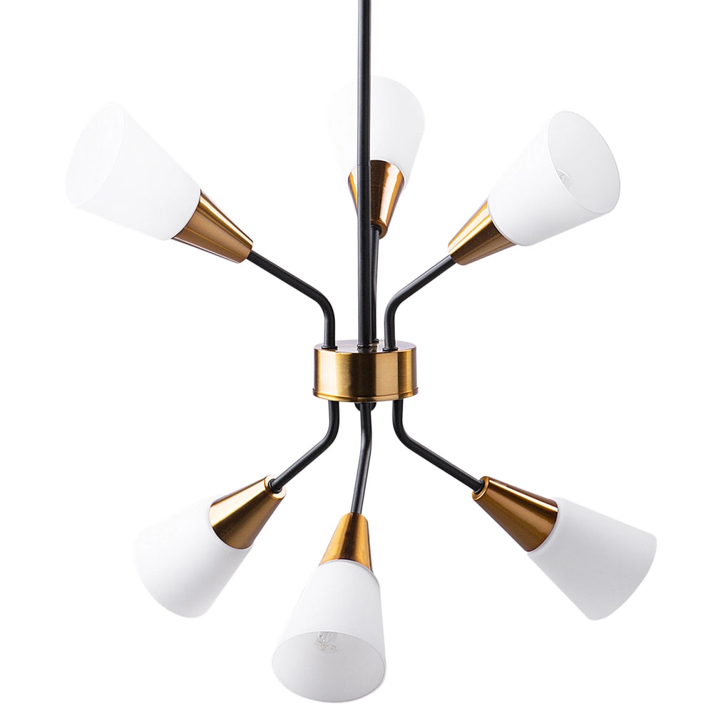 Lampada a Sospensione Montatura in Metallo dorato e Bianco Campana Paralumi Cavo Lungo Industrial