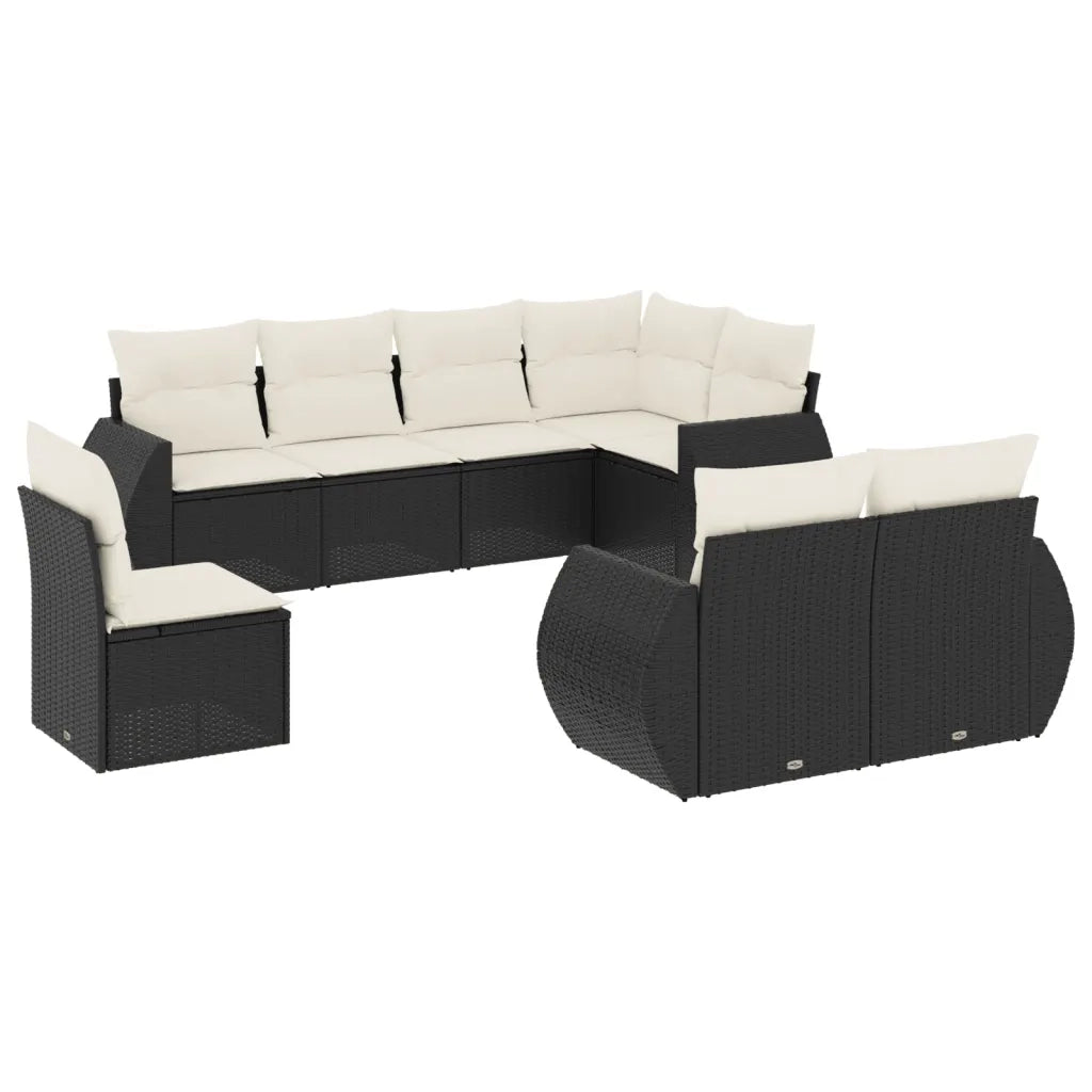 Set Divani da Giardino con Cuscini 8 pz Nero in Polyrattan 3221635
