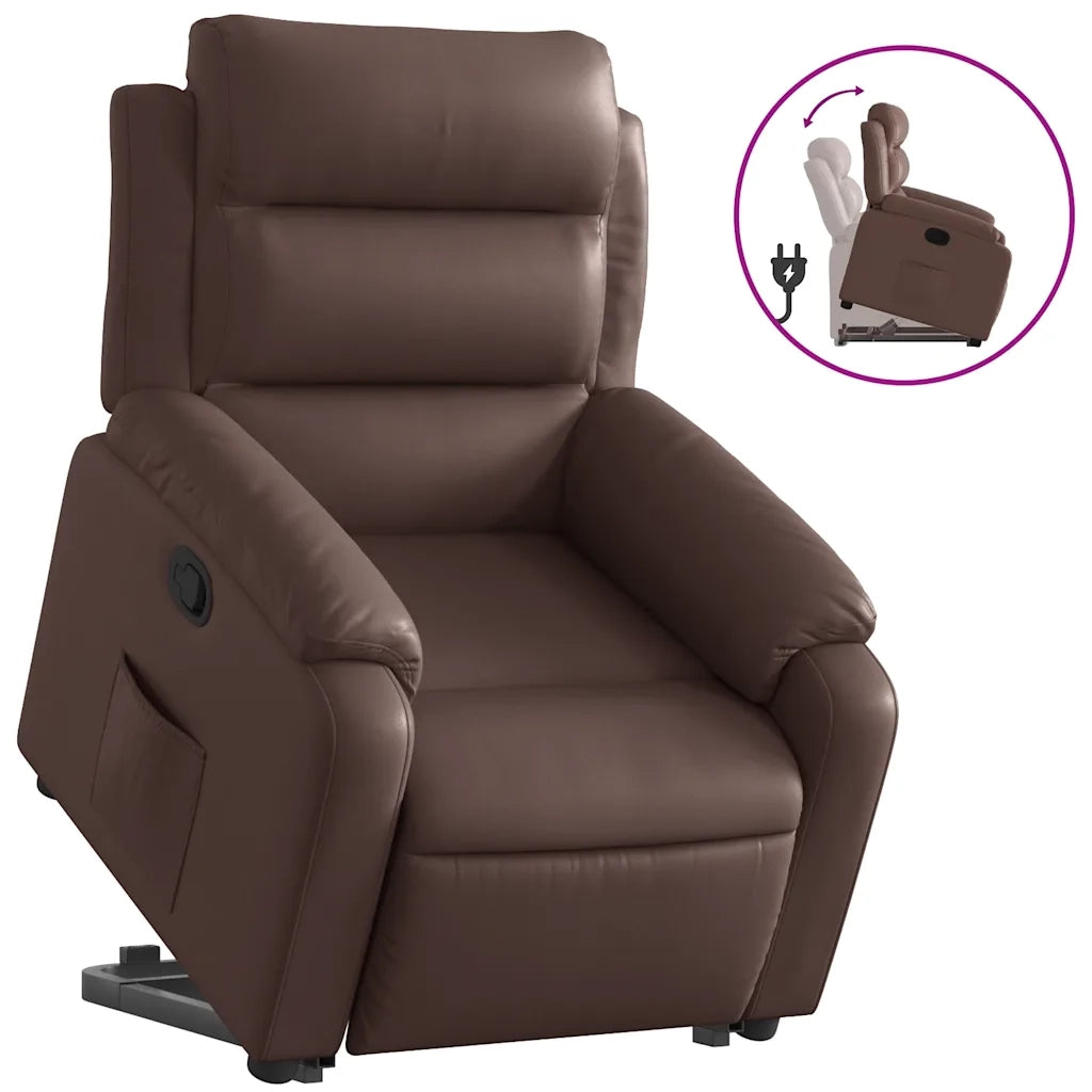 Poltrona Alzapersona Reclinabile Marrone in Similpelle 3205044