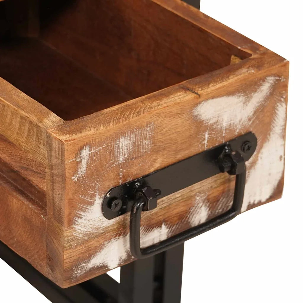 Tavolino con cassetto 30 x 30 x 40 cm Legno Recuperato Massello 4016716