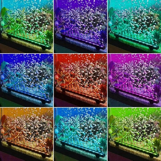 Illuminazione acquario, impermeabile, controllo a distanza, cambiamento colore LED 5050, illuminazione bolle d'aria con controller a 24 pulsanti per acquari dolci e marini, 45 cm