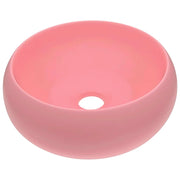 Lavandino-Lavello Lusso Rotondo Rosa Opaco 40x15 cm in Ceramica