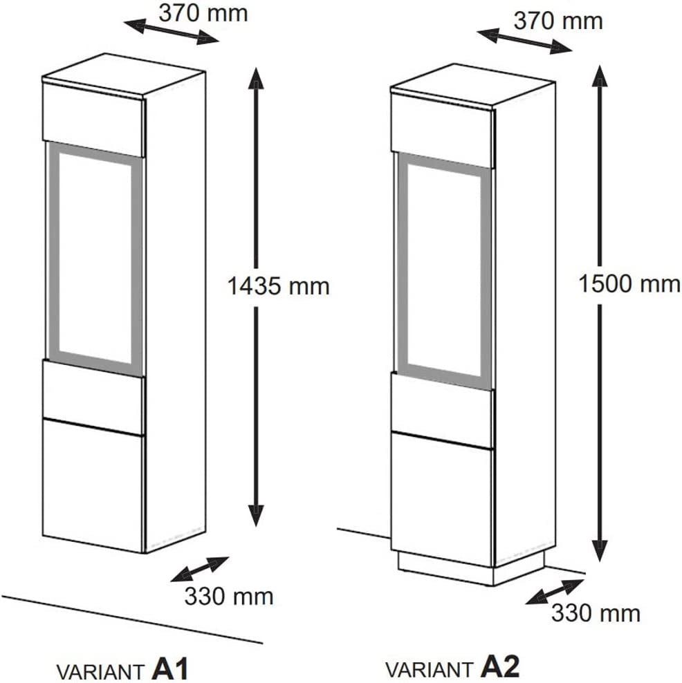 MOBILE COLONNA CREDENZA VETRINA SOGGIORNO AURA 37x33x144 ROVERE NERO OPACO