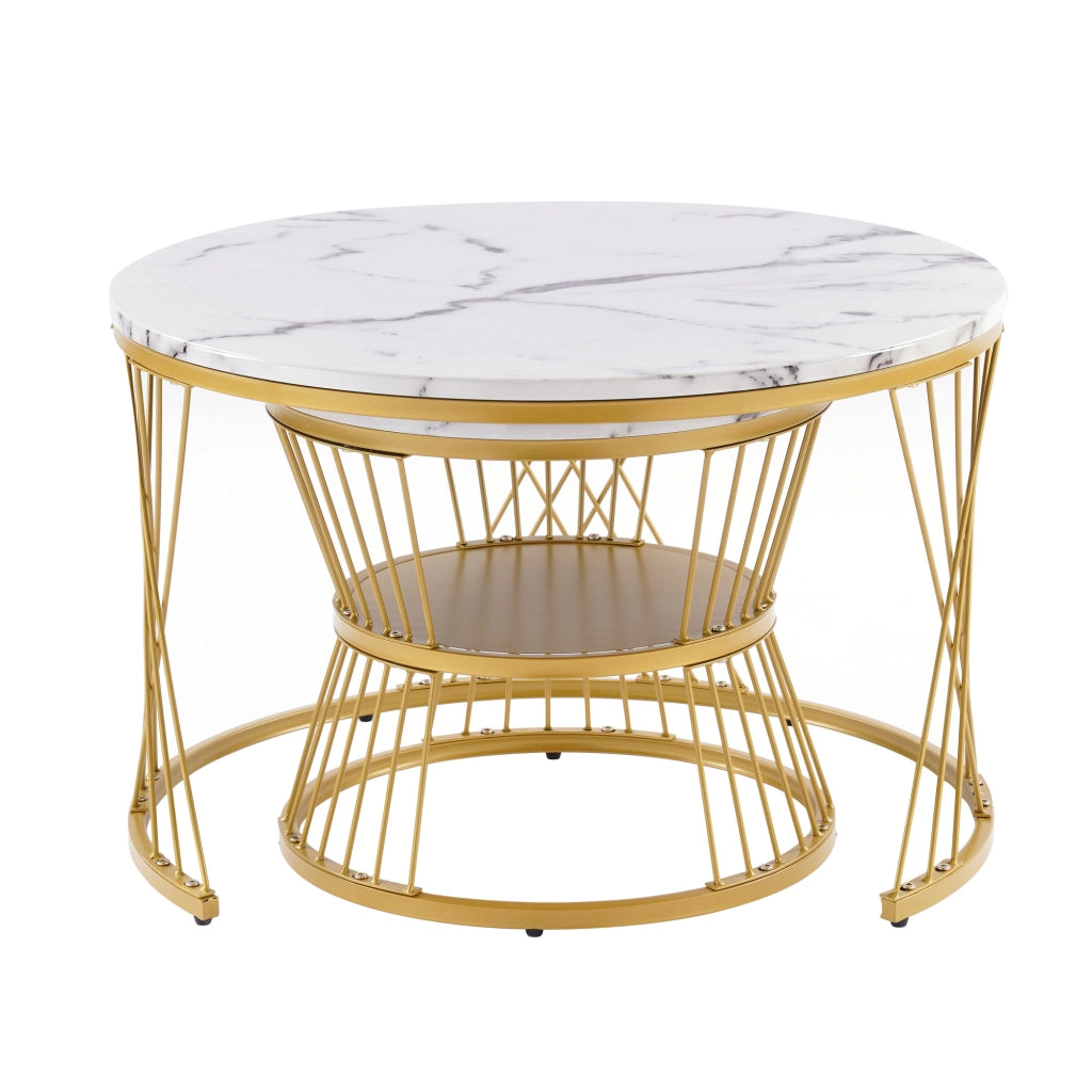Set di tavolini da caffè 70x70x47 cm e 45x45x40 cm; impilabili; MDF; bianco