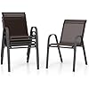 Set di 2/4 Sedie da Giardino, Poltrone in Tessuto Textilene per Esterno, Sedie Impilabili con Gambe in Metallo, Portata 150 kg, 56 x 70 x 84 cm (Marrone,4)