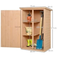 Casetta da Giardino in Legno di Abete con Tetto Impermeabile e 2 Mensole, 75x56x115 cm