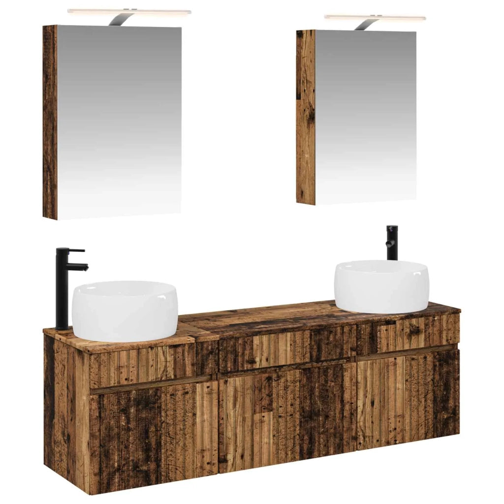 Set di Armadi da Bagno 5 pcs Legno antico 50 x 14,5 x 70 cm 3406637
