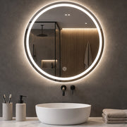 Specchio Tondo Diametro 70 cm con Led a 3 Colori Dimmerabile Accensione Touch