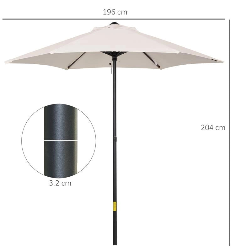 OMBRELLONE DA GIARDINO 2X2M ROTONDO CON PALO CENTRALE IN ALLUMINIO E POLIESTERE CREMA