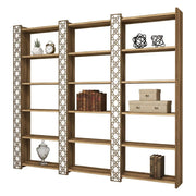 Libreria Vele, Scaffale da ufficio, Mobile portalibri, Biblioteca, 185x24h170 cm, Noce e Bianco