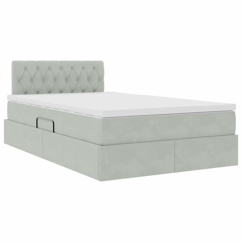 Letto con contenitore e LED Grigio chiaro 120 x 190 cm Velluto 3371439