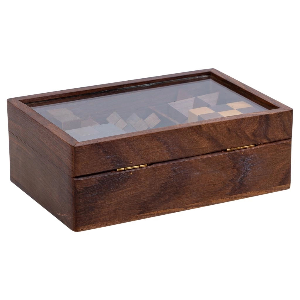 Set 6 puzzle scatola legno marrone 17.5x12x6h cm