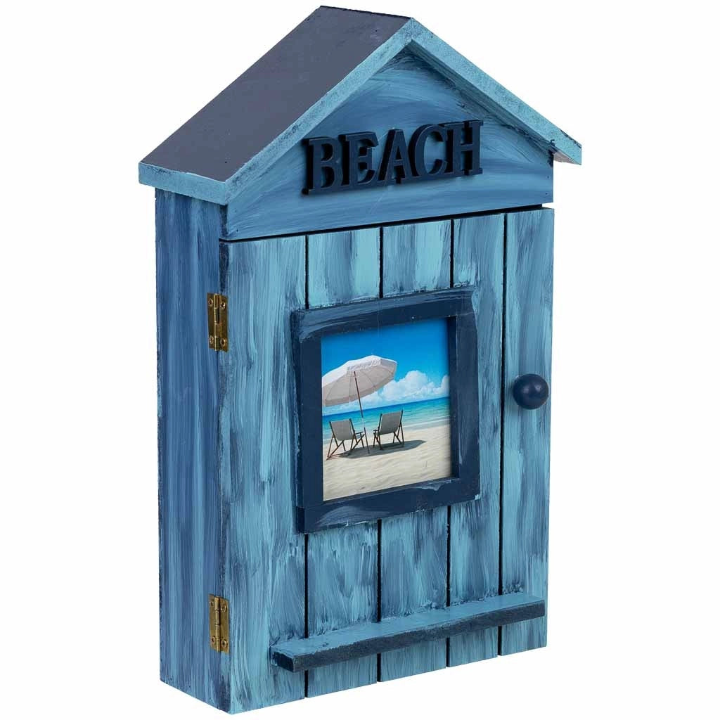 Cassetta portachiavi in ​​legno blu, 20x8x30h cm