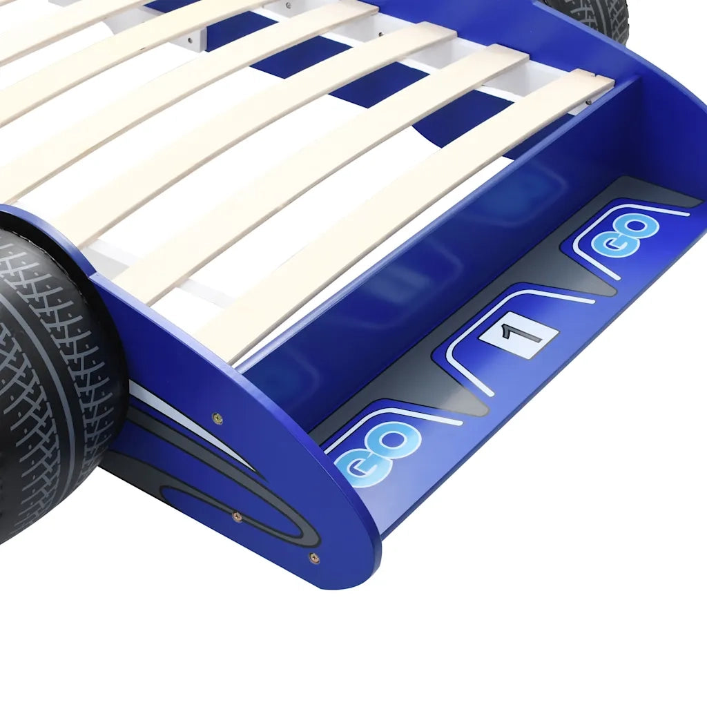 Letto Bambini | Letto Infantile | Lettino ad Auto da Corsa 90x200 cm Blu
