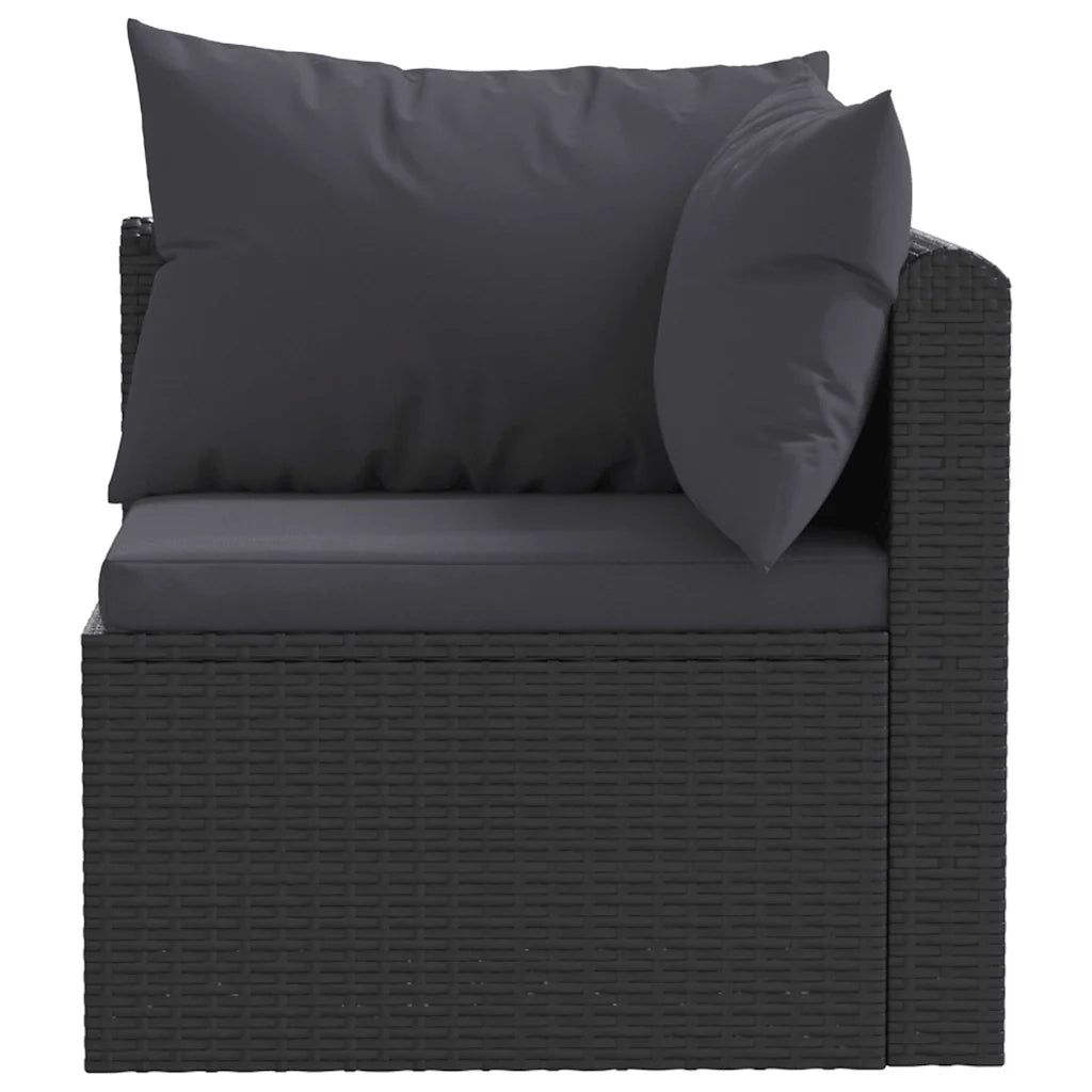 Set Divani da Giardino 5 pz con Cuscini in Polyrattan Nero cod mxl 61992