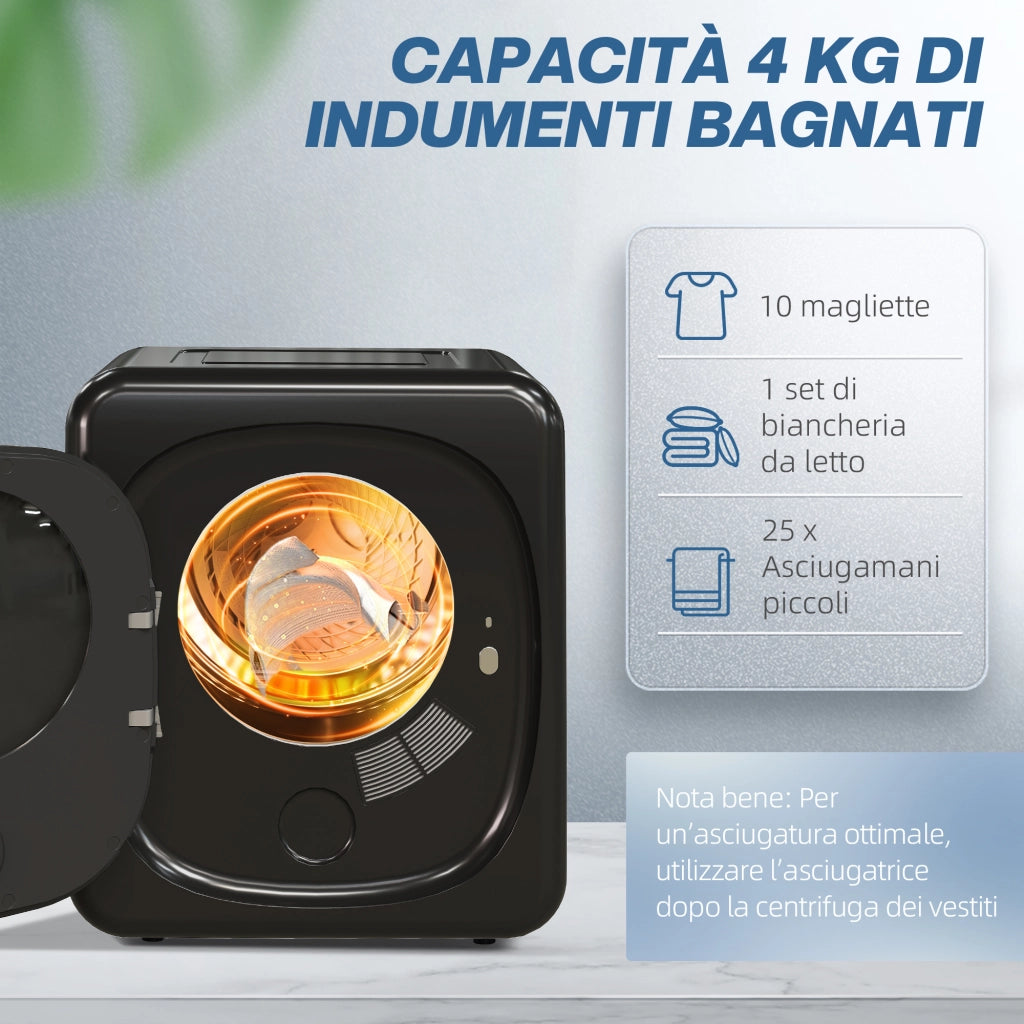 Asciugatrice ad Aria ¨C zephmum ¨C Nero Acciaio Inox 48x40x56 cm