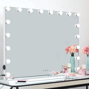 Specchio di trucco con 18 LED a bassa luminosità - 3 temperature di colore - alimentazione USB - dimensioni 80x60 cm