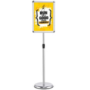 Set di 2 porta poster A3 autoportanti (33 x 45 cm) altezza regolabile a 360 gradi design moderno in alluminio grigio 20_0012476