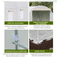 Serra da Giardino a Tunnel Per Piante in PE con Tubi in Ferro, Bianco, 350x200x200cm