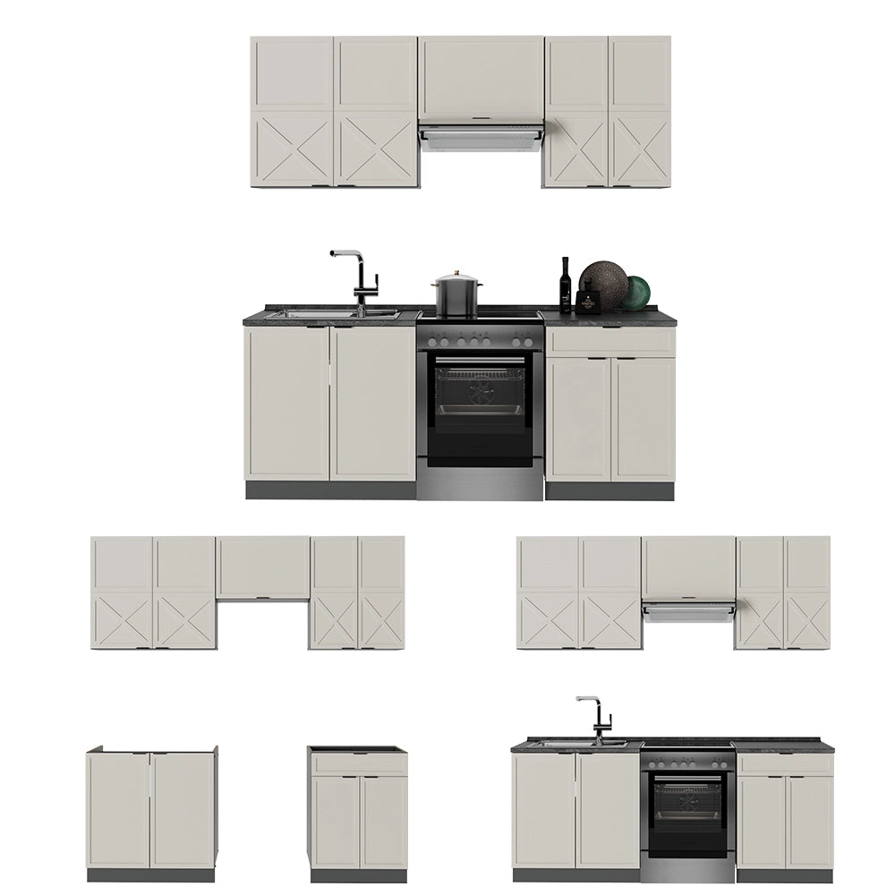 Cucina componibile Fame-Line GrigioBeige/Antracite 200 cm, PL Rovere Vicco