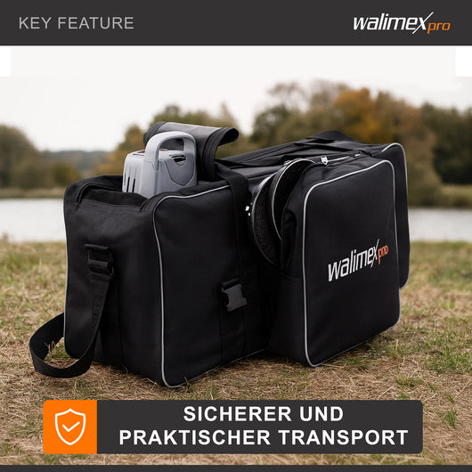 Borsone fotografico XL, nero, 750 x 300 x 330 mm Borsa fotografica per flash studio, riflettori, stativi e accessori foto video