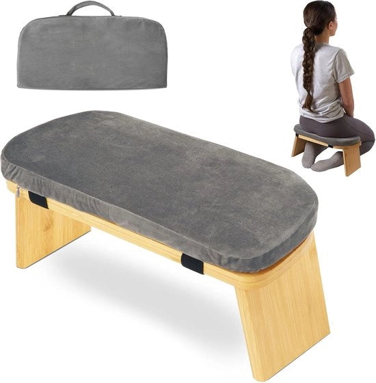 Banco di meditazione pieghevole in bambù con cuscini morbidi e borsa trasportabile - sedia di preghiera portatile per meditazione - aumenta la concentrazione